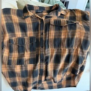 VICI Black and Brown Plaid Shirt